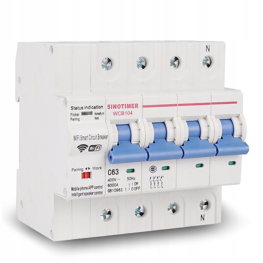 Bezpiecznik Nadprądowy WiFi 4P 3 Fazy Tuya 1-63A