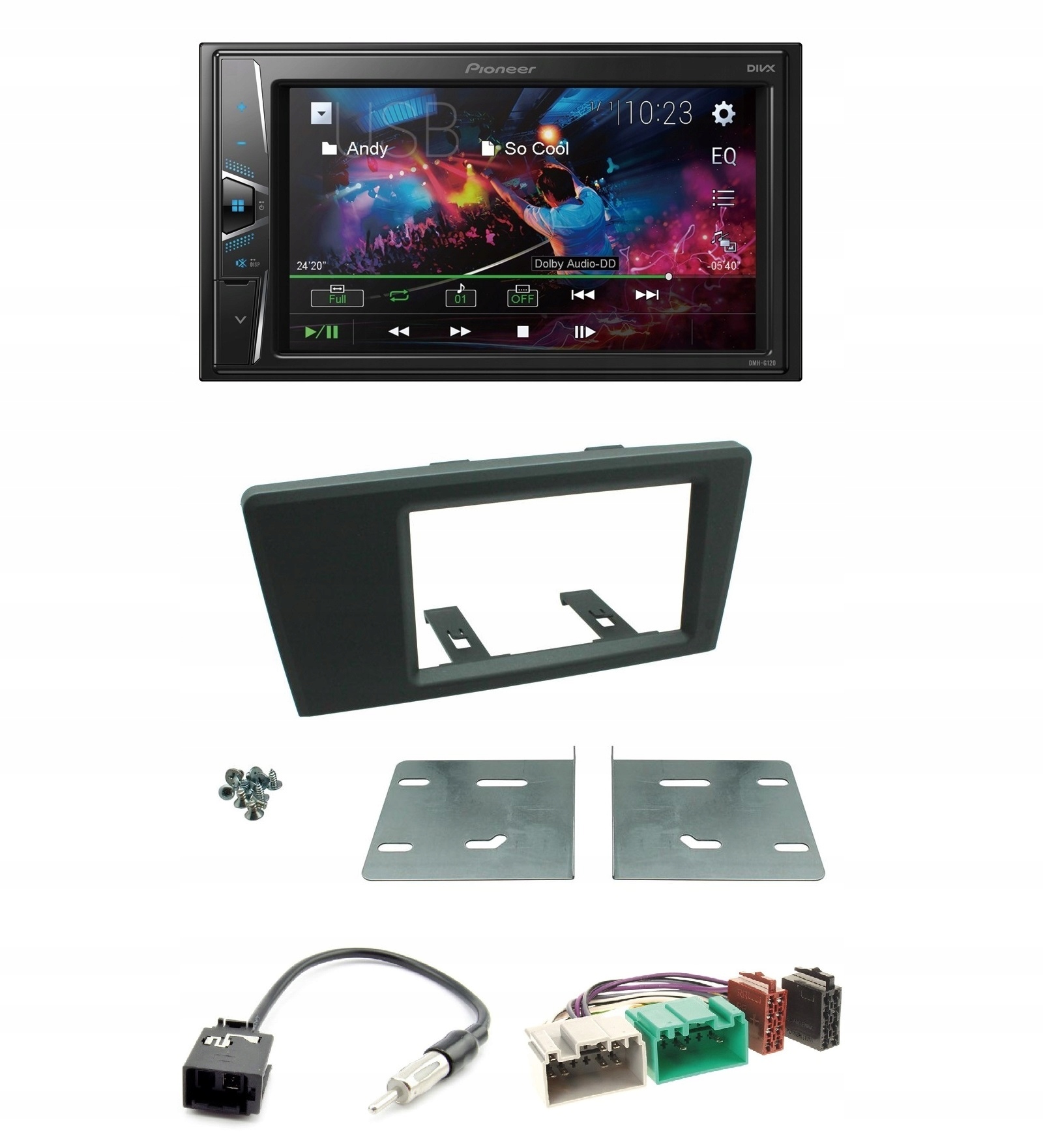 Pioneer DMH-G220BT Autorádio Bluetooth 2DIN Usb Aux Volvo S60 V70 XC70 00-04
