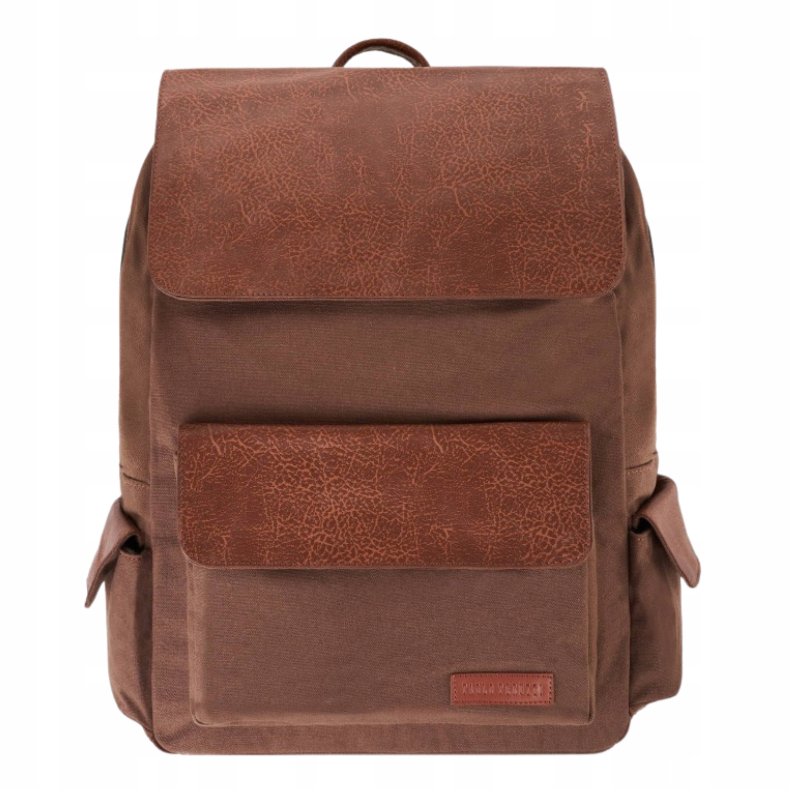 Batoh velikosti A4 z veganské kůže a plátna Paolo Peruzzi, hnědý