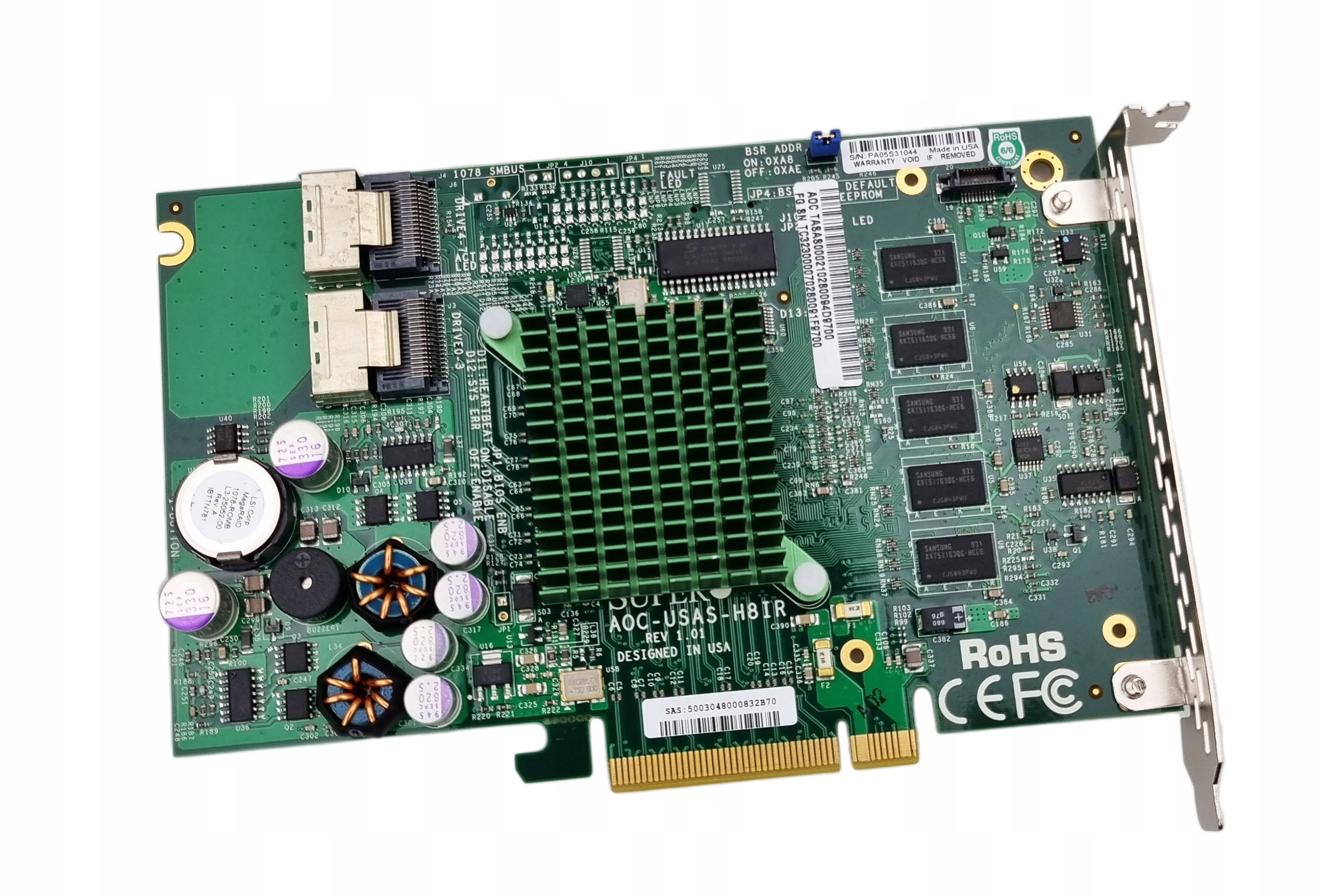 Nový Ovladač Raid Supermicro AOC-USAS-H8IR 8P 256MB Sas Raid