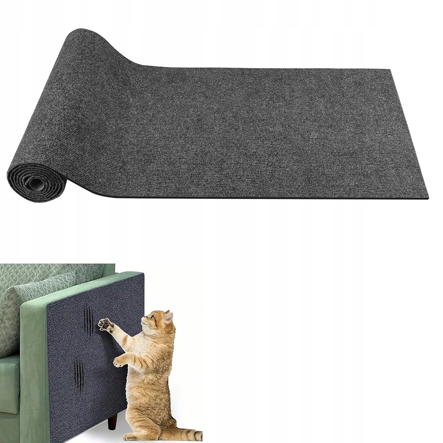 Levně Samolepicí škrabací podložka pro kočky 100 x 40 cm šedá, ochrana nábytku na pohovku