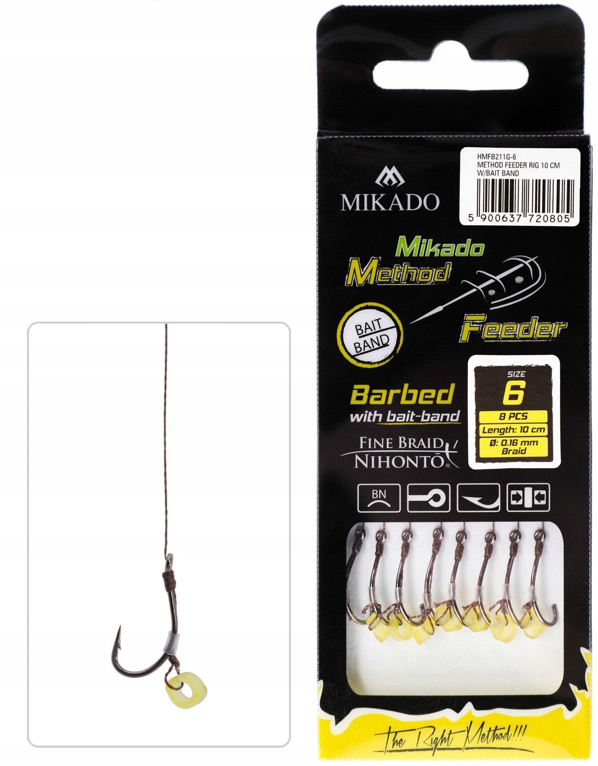 Przypony Mikado Method Feeder Hak 211 Plecionka Gumka 4 Zadziorowy