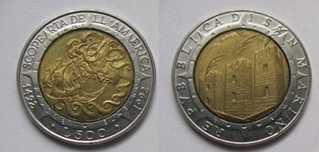 San Marino 500 Lirów 1992