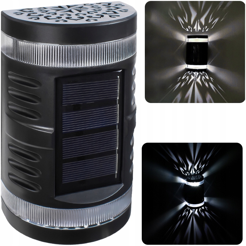 

Czarna Lampa Kinkiet Solarny Zewnętrzny Czujnik