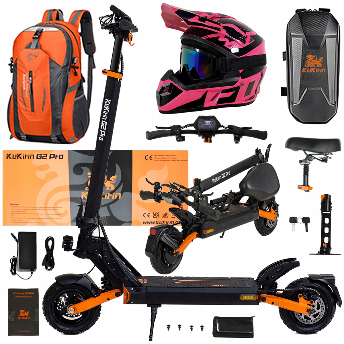 Składany Pojazd Elektryczny Kukirin G2 Pro 1000W 48V 15.6AH 45KM/H +Prezent