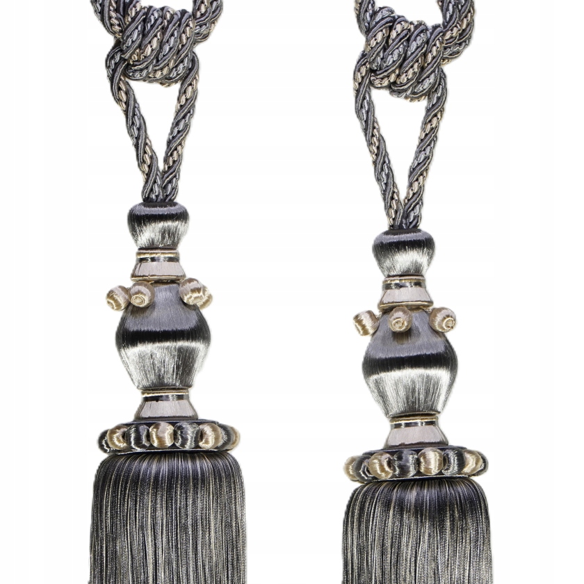 Chvost Premium na záclony, stříbro a třásně, 80 cm