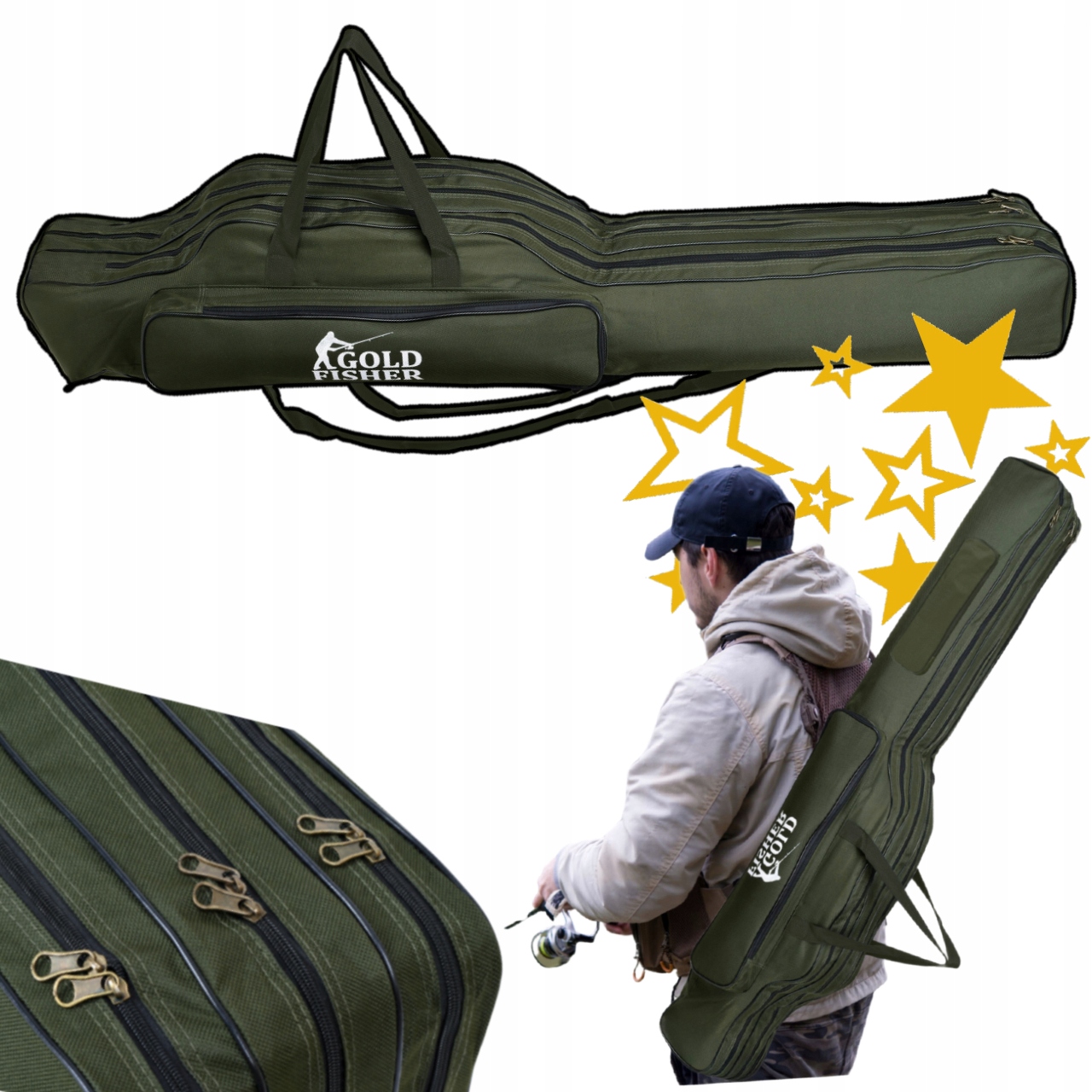 Pokrowiec Wędkarski Na Wędki Wędkę 3 Komorowy Torba 140 cm Mocna