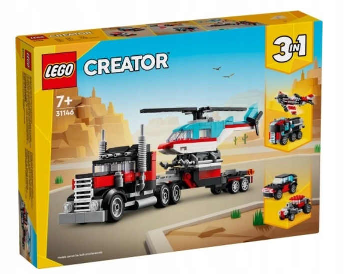 LEGO 31146 CREATOR 3W1 CIĘŻARÓWKA Z PLATFORMĄ I HELIKOPTEREM