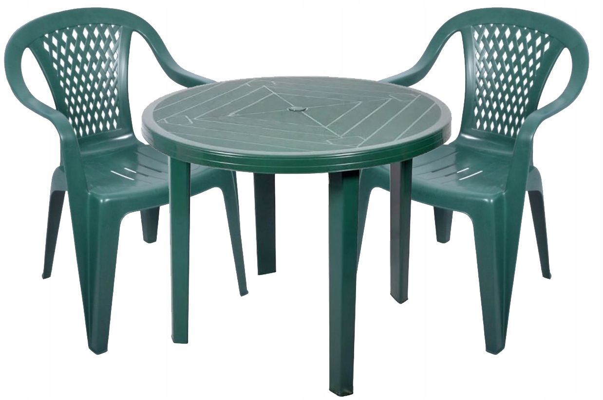ZESTAW MEBLI OGRODOWYCH 2+1 KRZESŁA STÓŁ ZIELONY