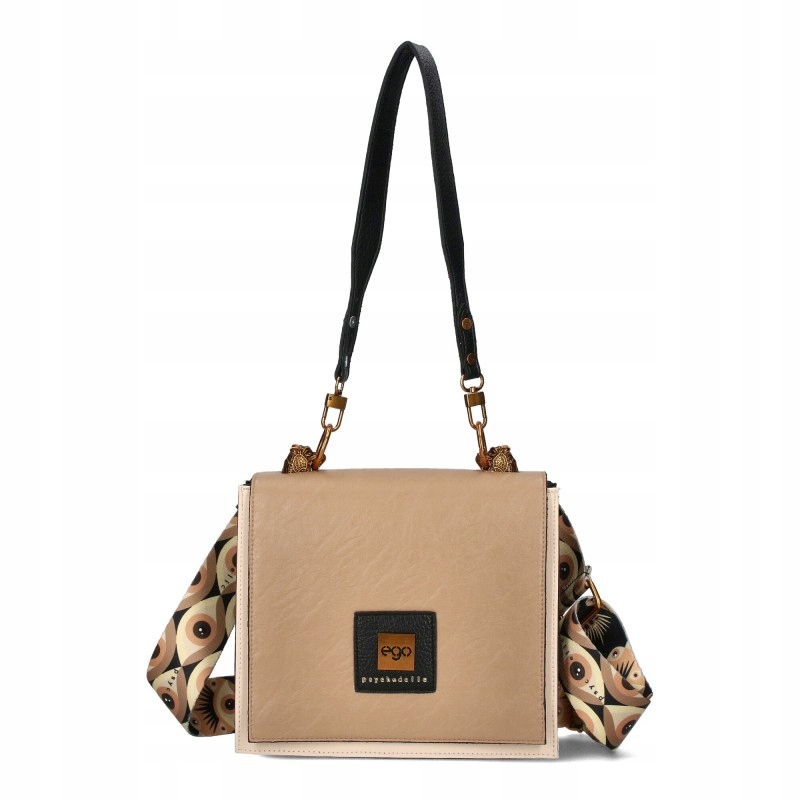 Ego Dámská kabelka Přes Rameno Kufřík přes rameno Béžová kůže Barevný Pásek