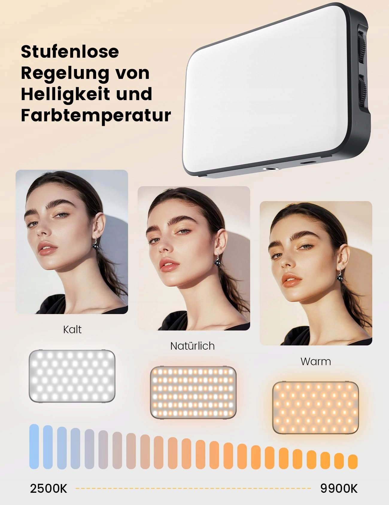 ANXRE Lampa Selfie LED Z Dyfuzorem Do Telefonu i Laptopa — miniatura 2