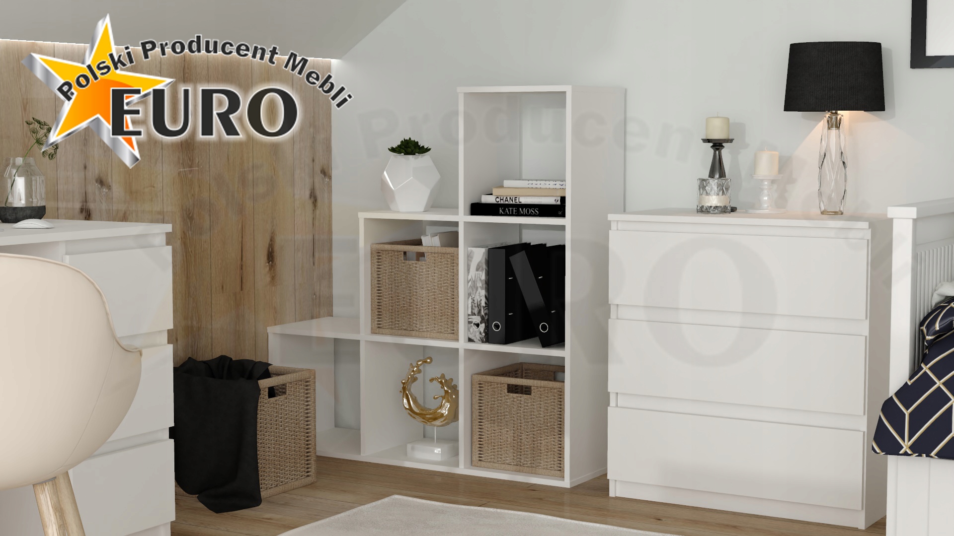 Regał schodkowy komorowy biały Wysokość mebla 110 cm