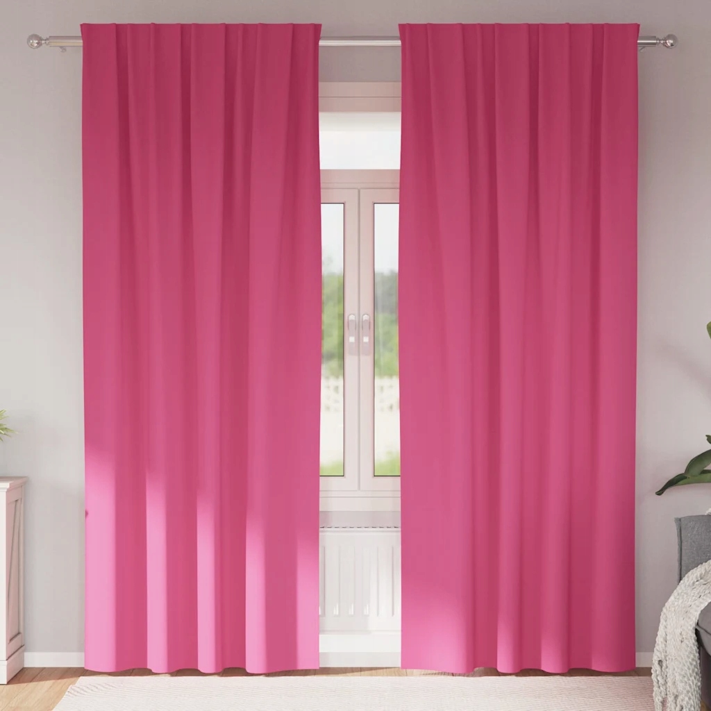 vidaXL Závěsy na zatemnění s kroužky 2 pcs Jasně růžová 225 x 140 cm