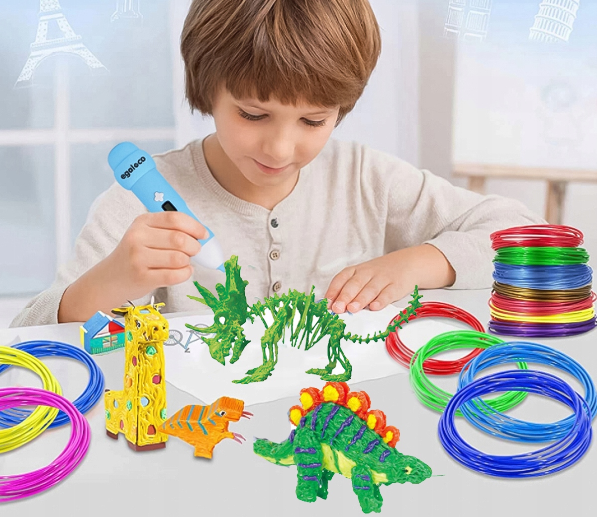 Szablony Do Druku 3D Długopis Dinozaury 9 sztuk Producent Inna