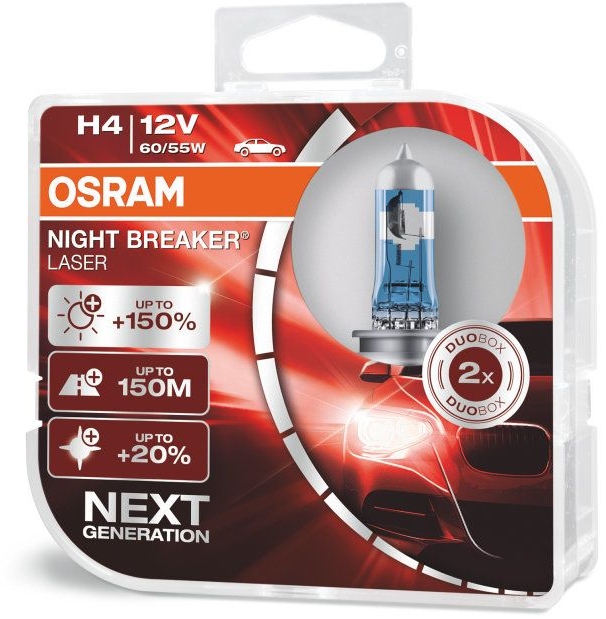 

Żarówki Osram H4 Night Breaker Laser +150% Duo 55W