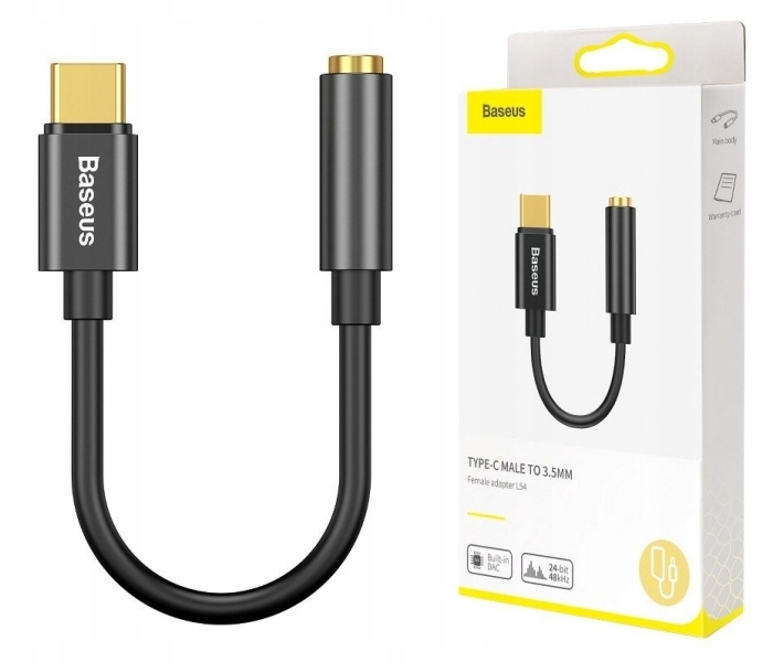 Adapter Baseus USB-C na Jack 3,5mm czarny
