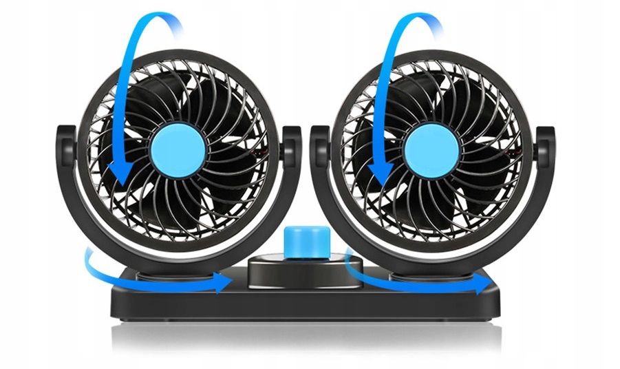 MOCNY WIATRAK WENTYLATOR SAMOCHODOWY PODWÓJNY 12V