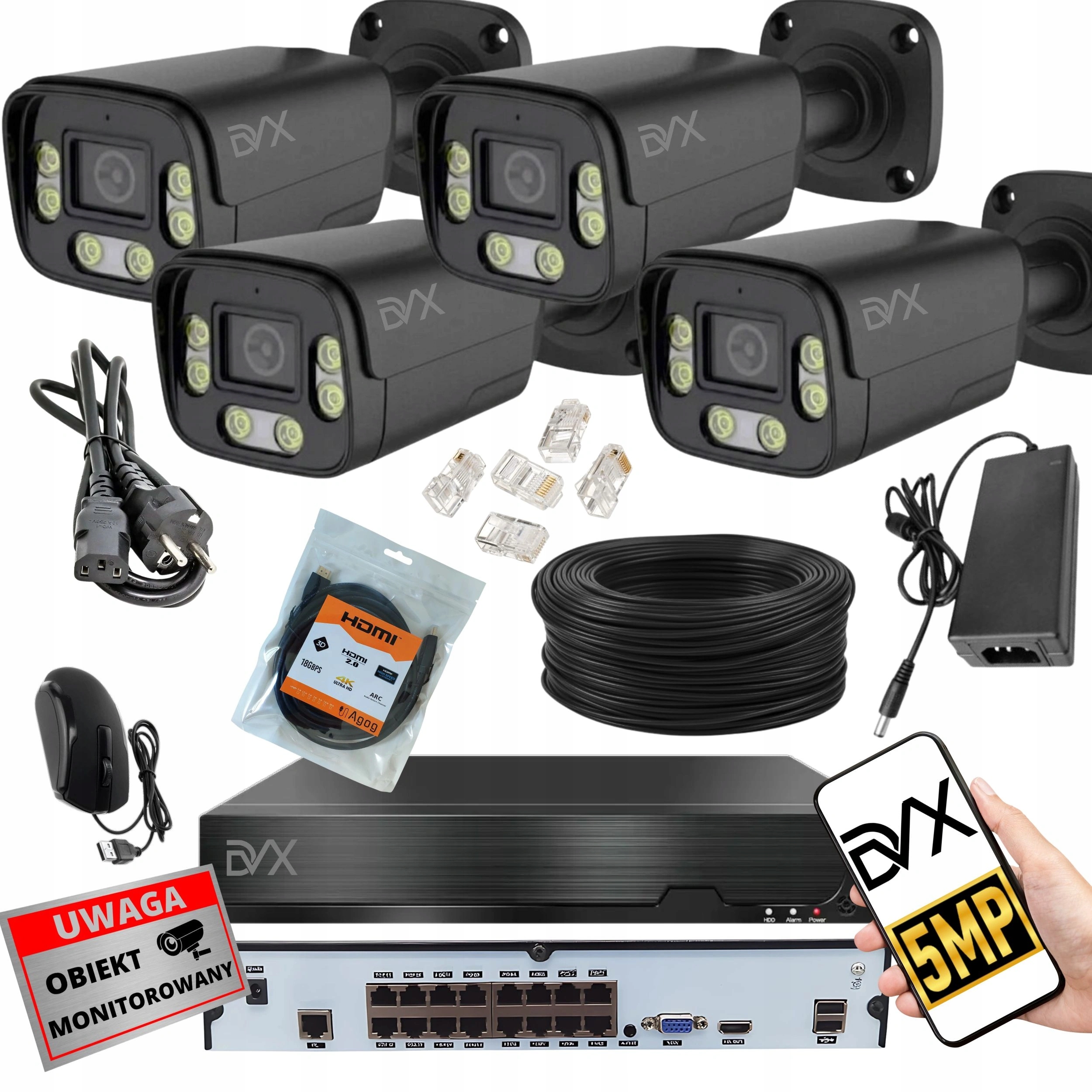 Sada Kamer X4 PT5B Pro Monitorování Ip Poe 8MPX 4K Uhd Rekordér P8CH Nvr 4X