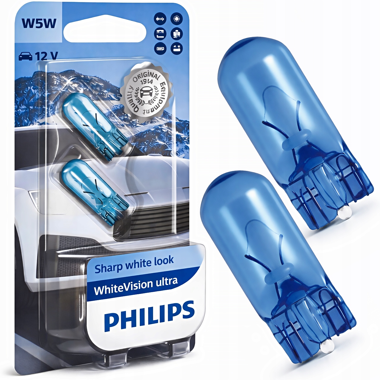 Philips Żarówki W5W White Vision Ultra Postojówki 12V 5W T10 5W5 2SZT/KPL