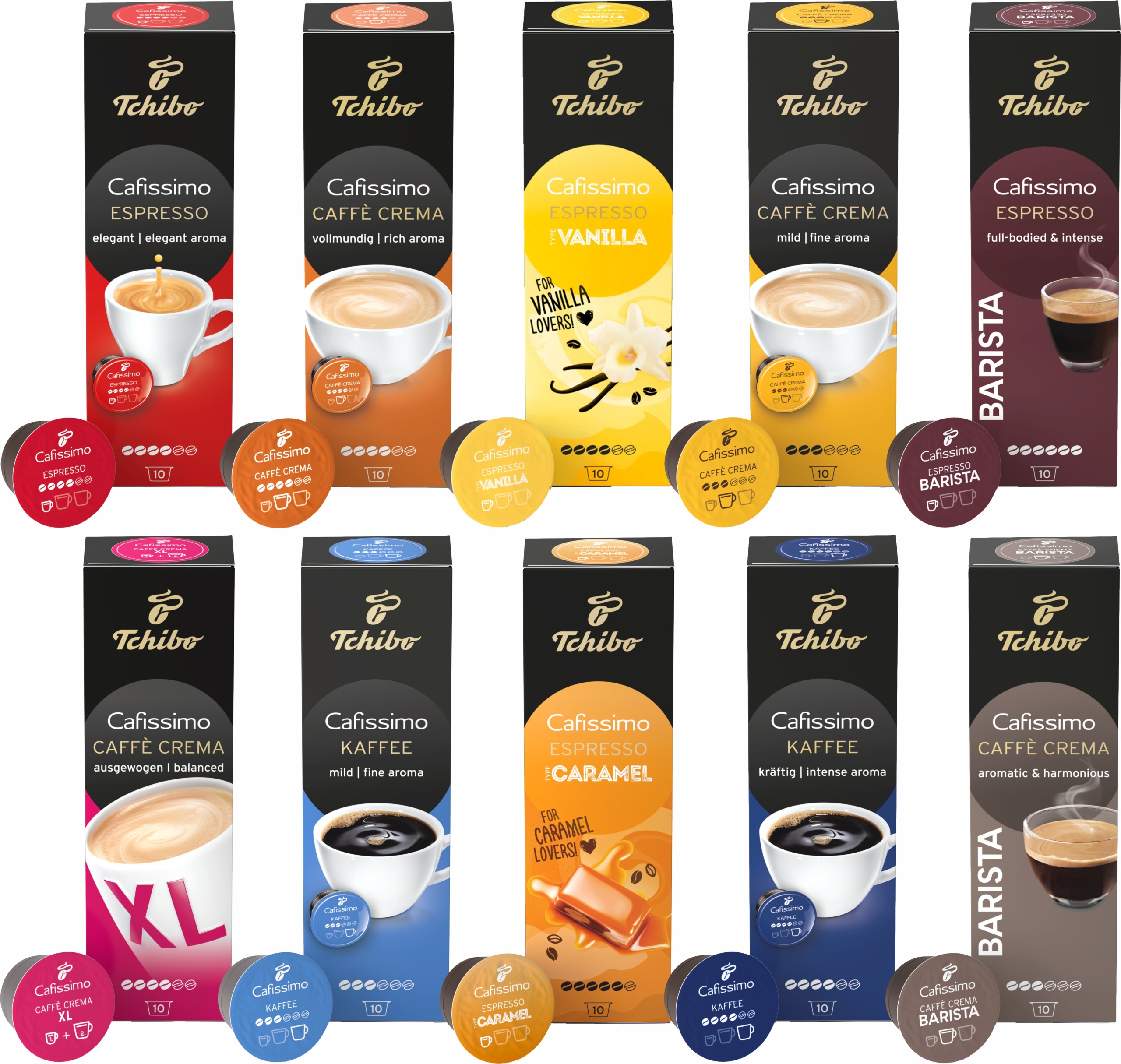 Levně Kapsle Tchibo Cafissimo Sada 100 kusů (10 x 10 kapslí)