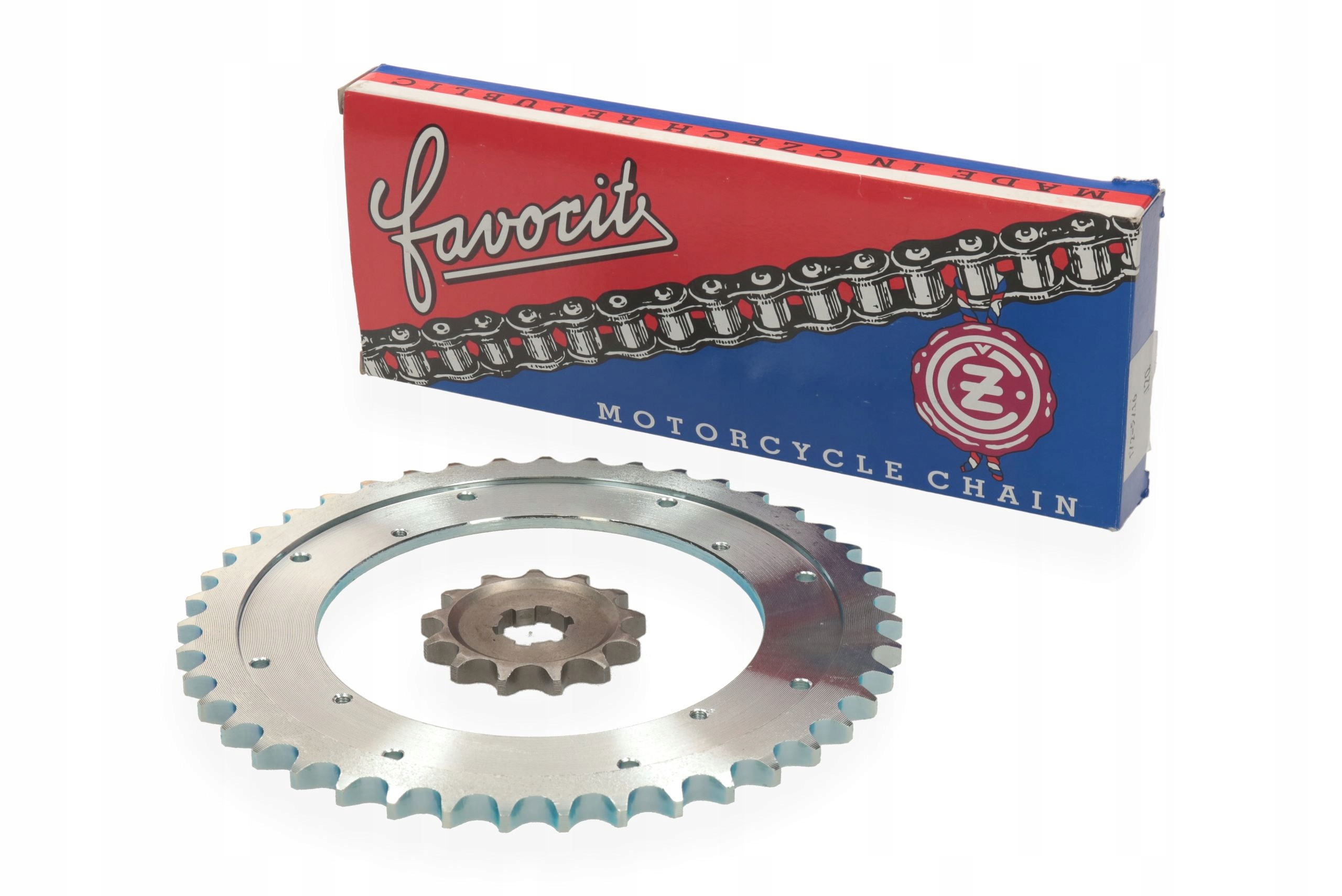 85613 - Звездочка передняя задняя цепь Favorit WSK 125 старый