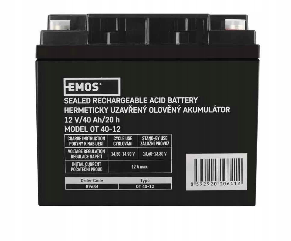 Ołowiowy akumulator Agm 12V 40Ah M6 B9684 Emos