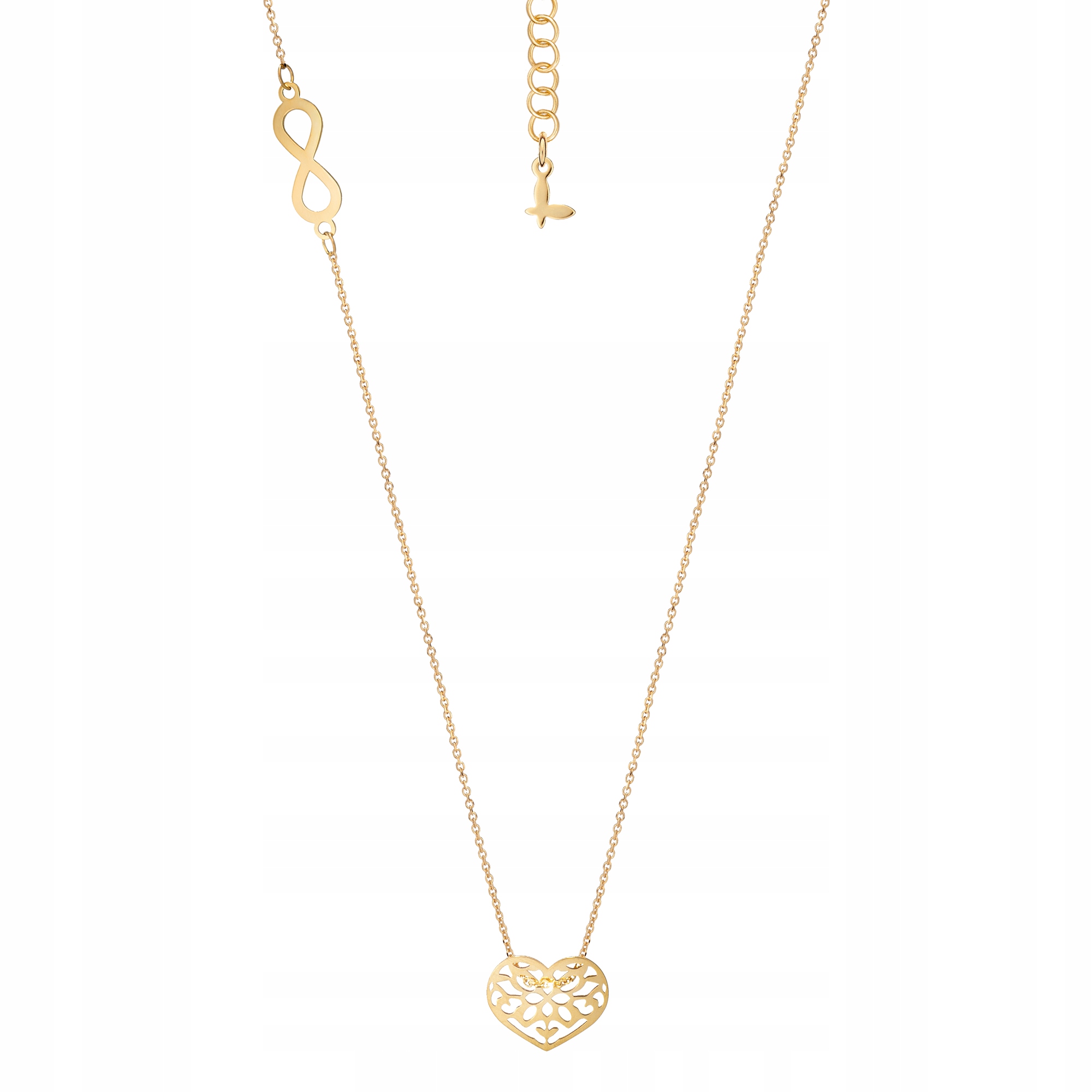 Naszyjnik Złoty Celebrytka Serce Nieskończoność Łańcuszek Złoto 375 Sadva