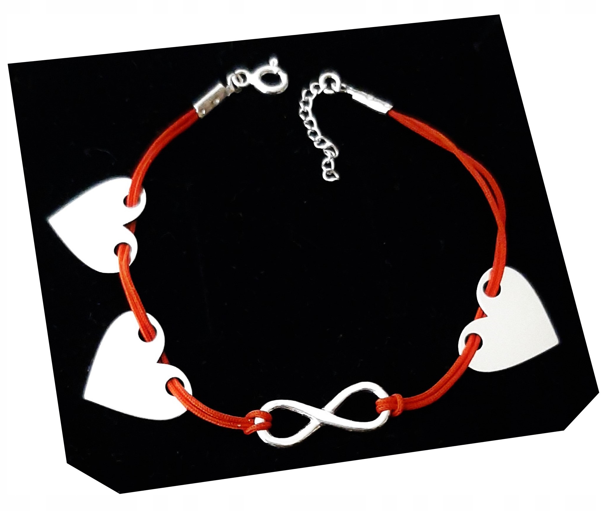 

Bransoletka Infinity Trzy Serca Srebro 925 Grawer