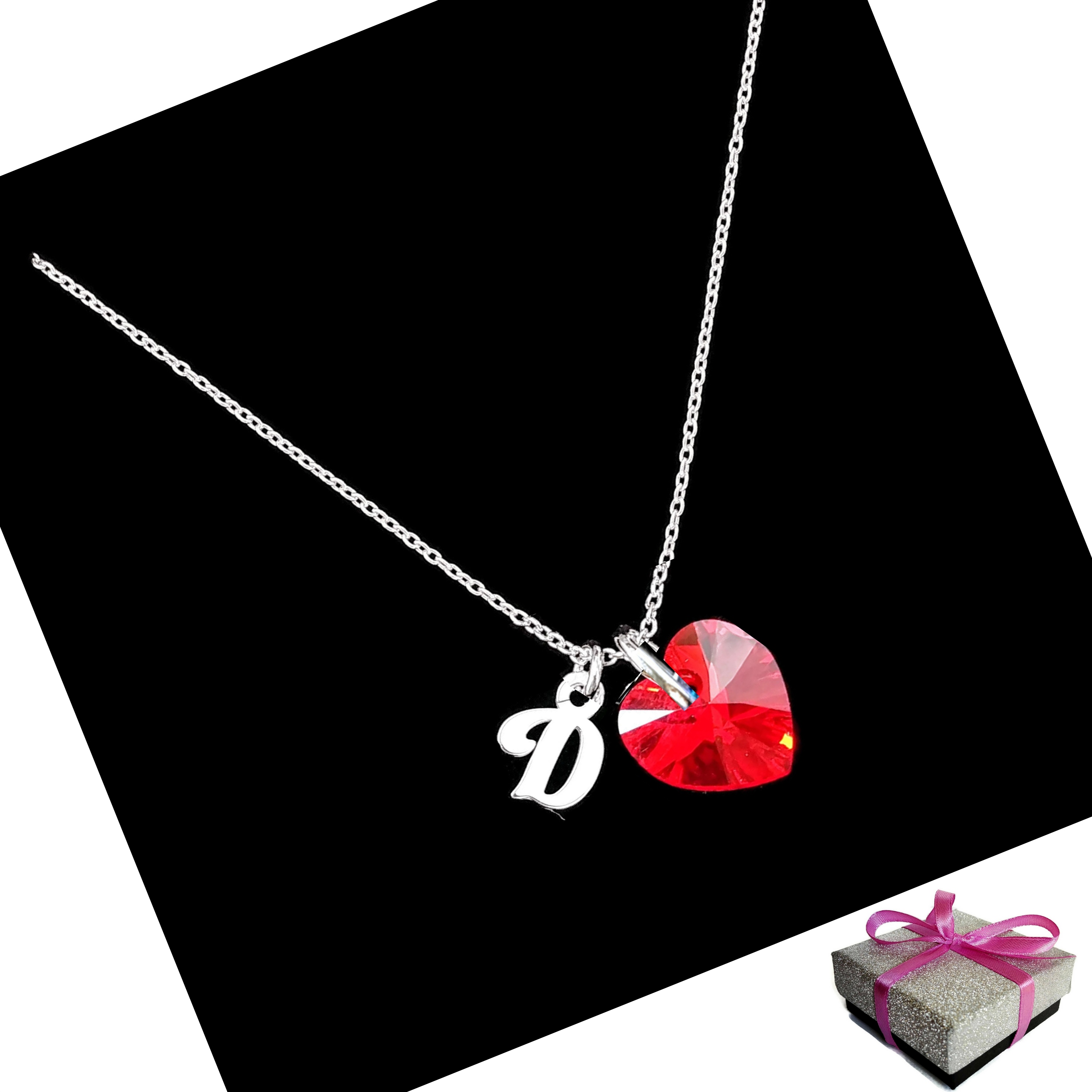 

Naszyjnik Litera D Serce Swarovski Srebro 925