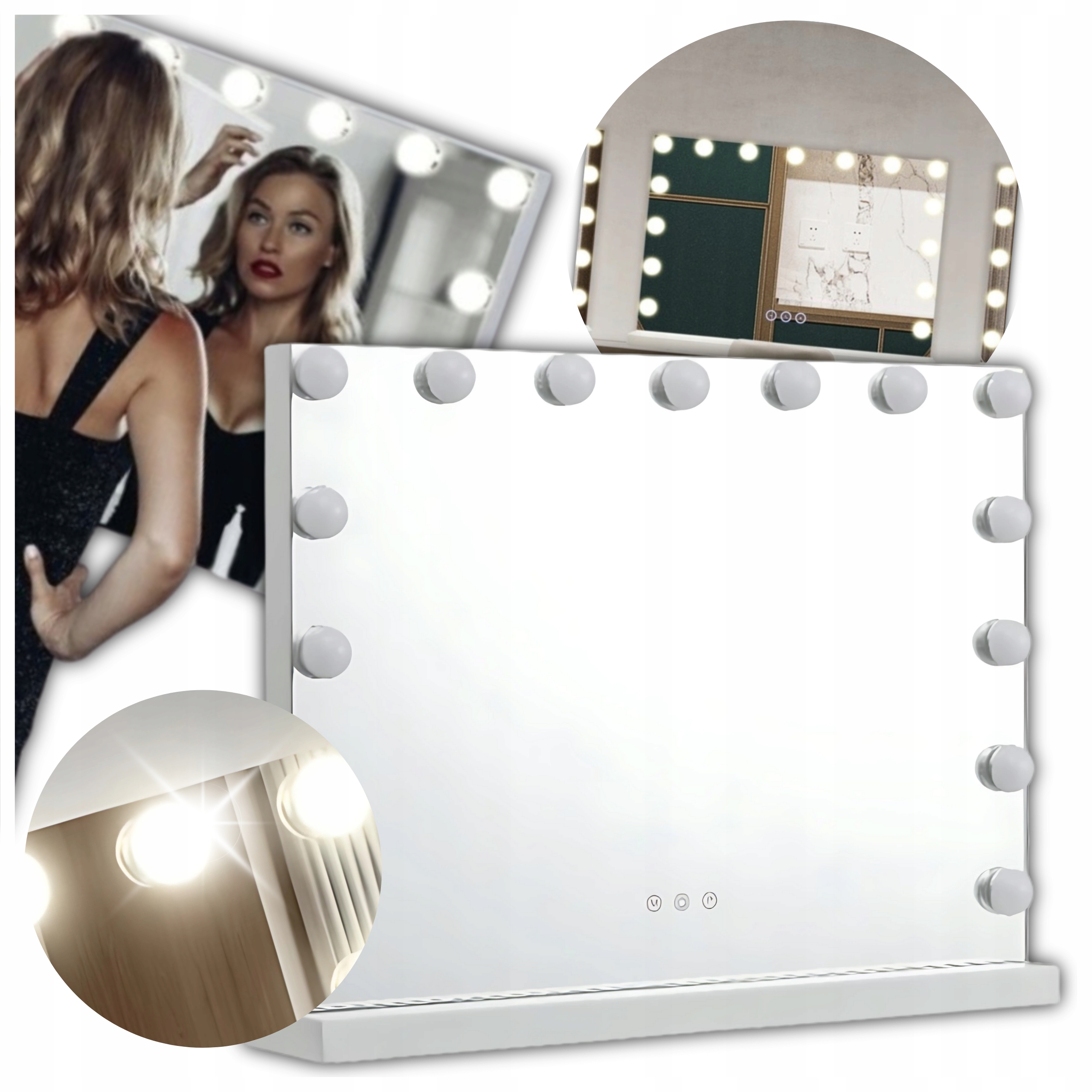 58x45cm makijaż 15 LED kosmetyczne Lustro Hollywood do makijażu LUSTRZANY