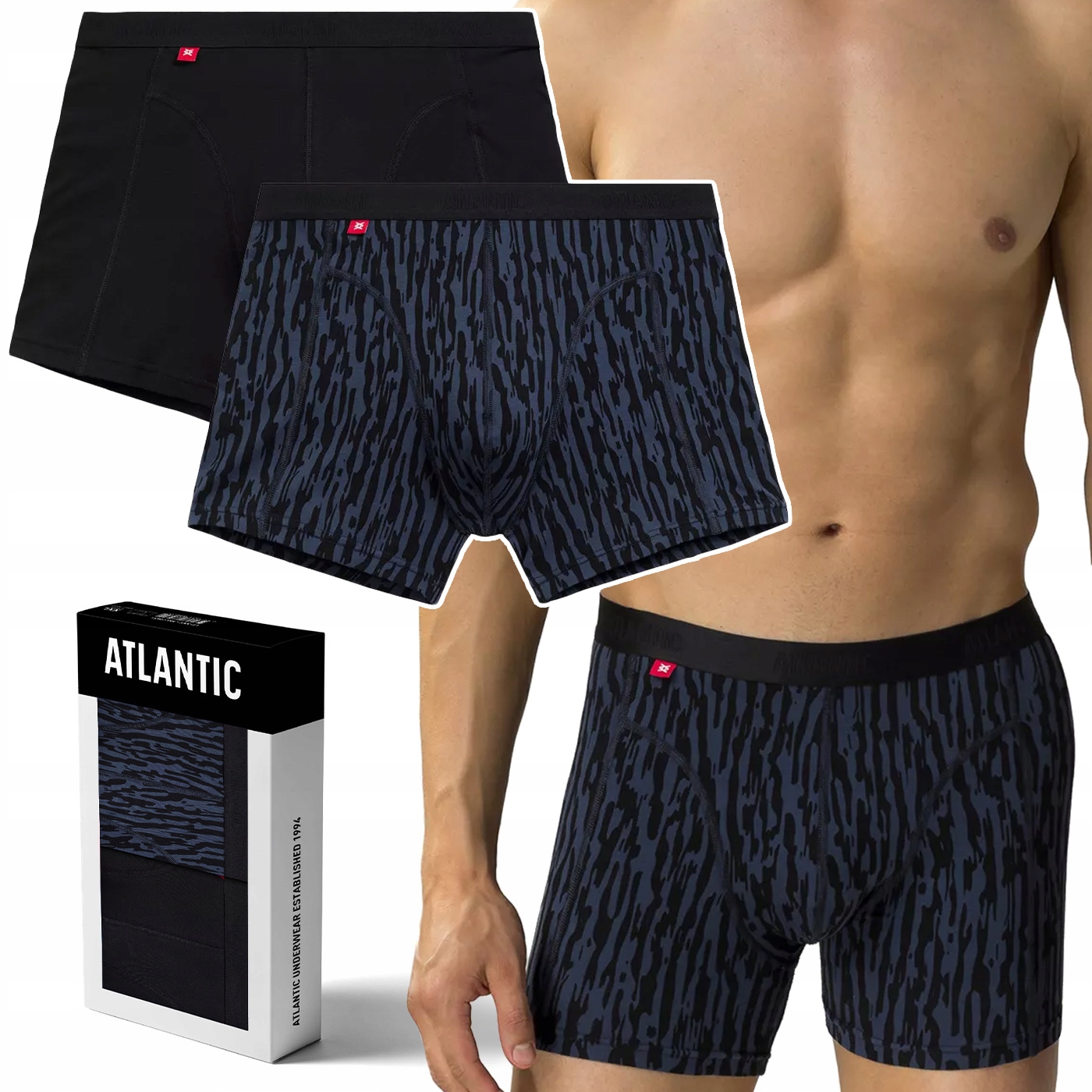 Atlantic 2MH-175 pánské boxerky s dlouhými nohavicemi, Bavlněné, 2 Páry M