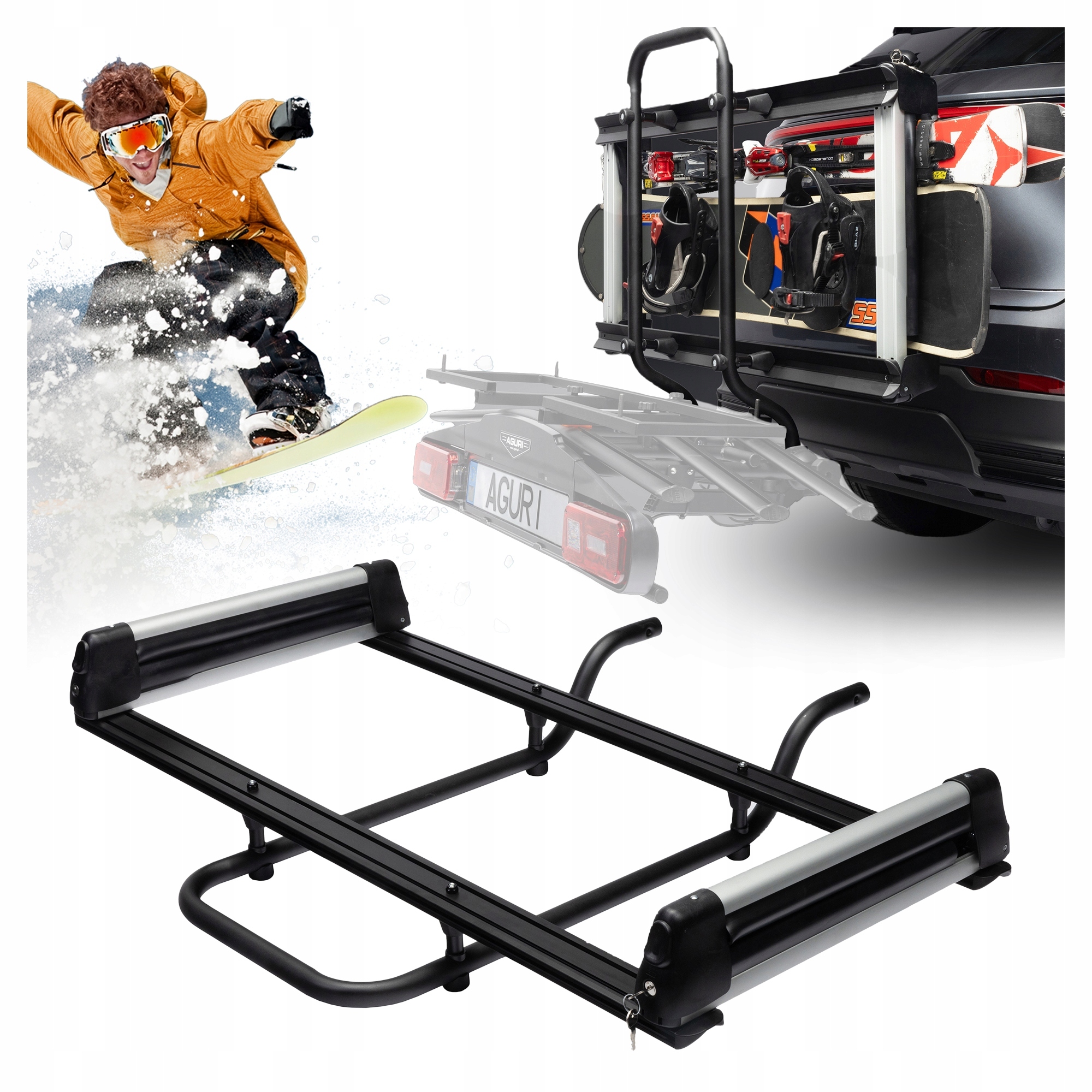 Držák pro přepravu lyží připevněný k cyklistické plošině Aguri Active Bike
