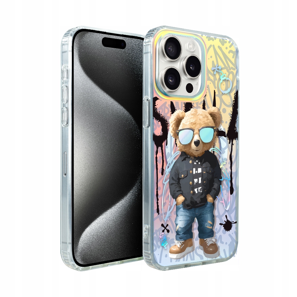 Pouzdro pro iPhone 15 Pro Ibizu s MagSafe, měnící barvu, umělecký medvídek
