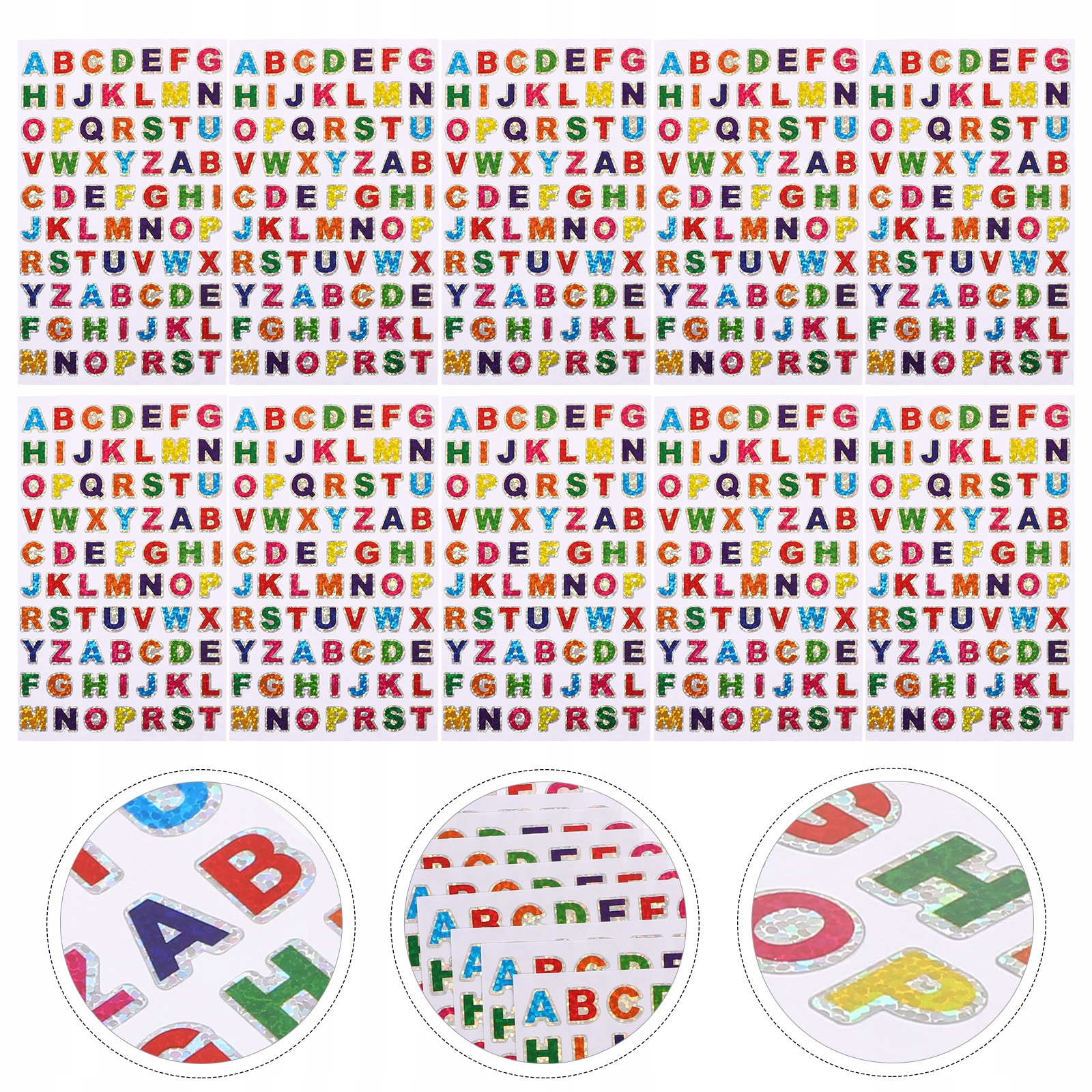 Mini-literowe naklejki brokatowe laserowe