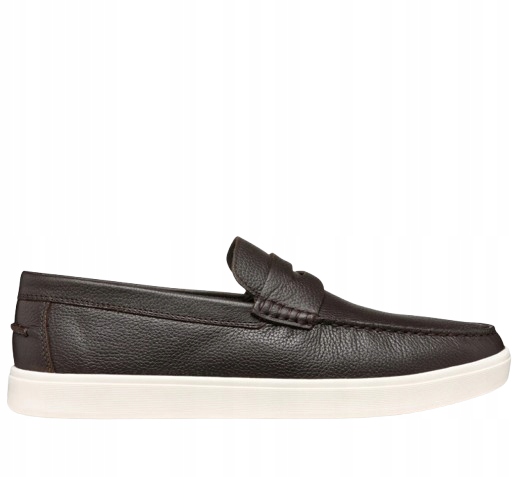 Geox Pánské Kožené Mokasíny Hnědé S Bílou Podrážkou 42 J1C
