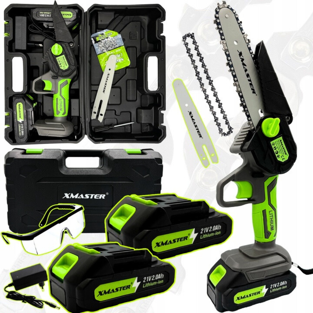 Sada aku řetězová pila pilka na větve 2x Aku kufr