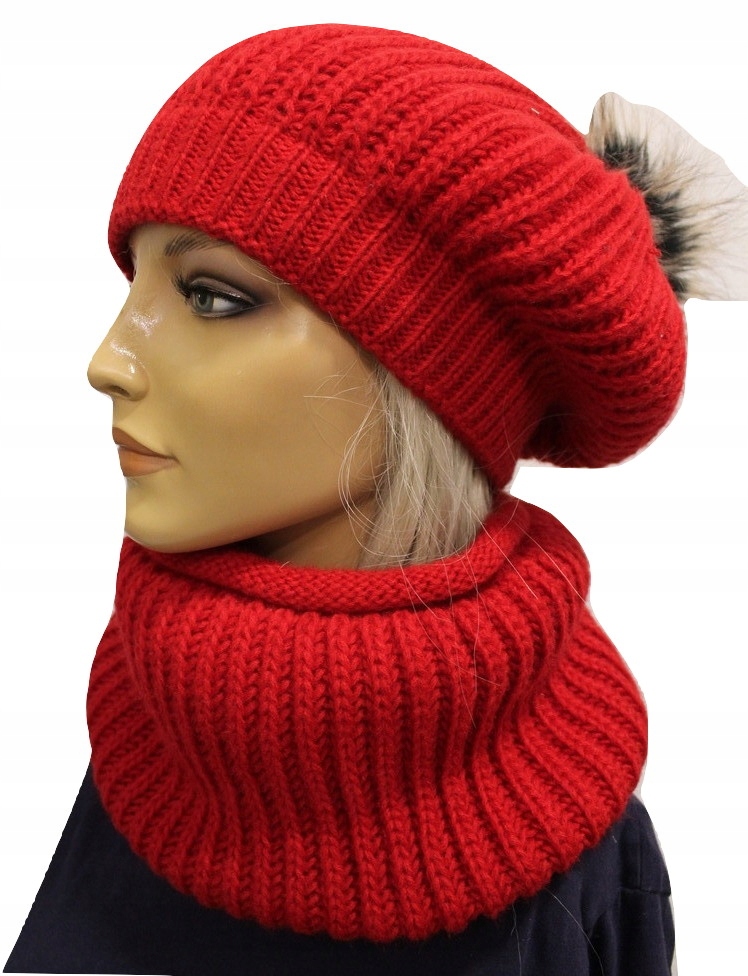 POLSKI KOMPLET CZAPKA DAMSKA + KOMIN szalik szal Cechy dodatkowe brak