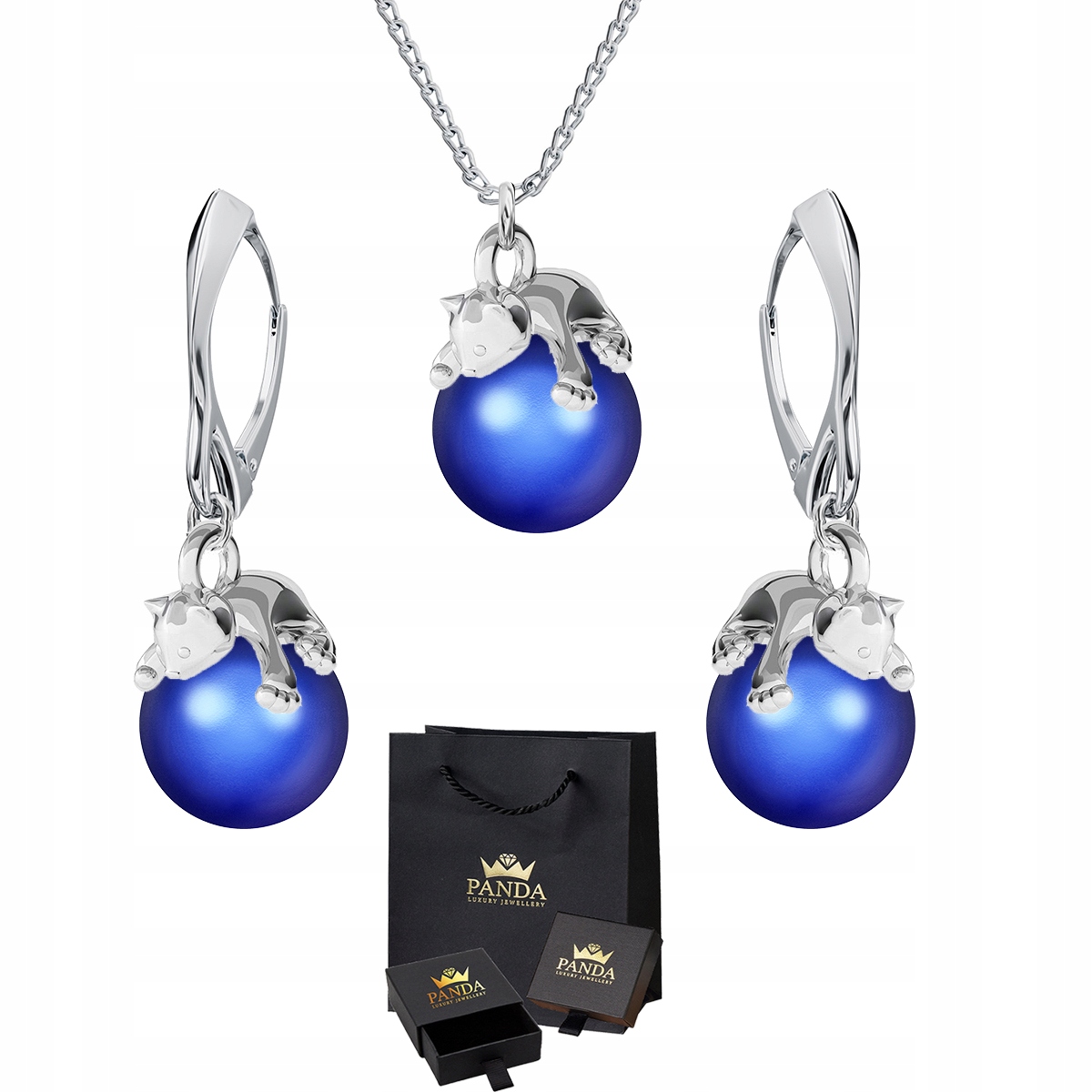 

Komplet Biżuterii Kotki Swarovski Srebro 925