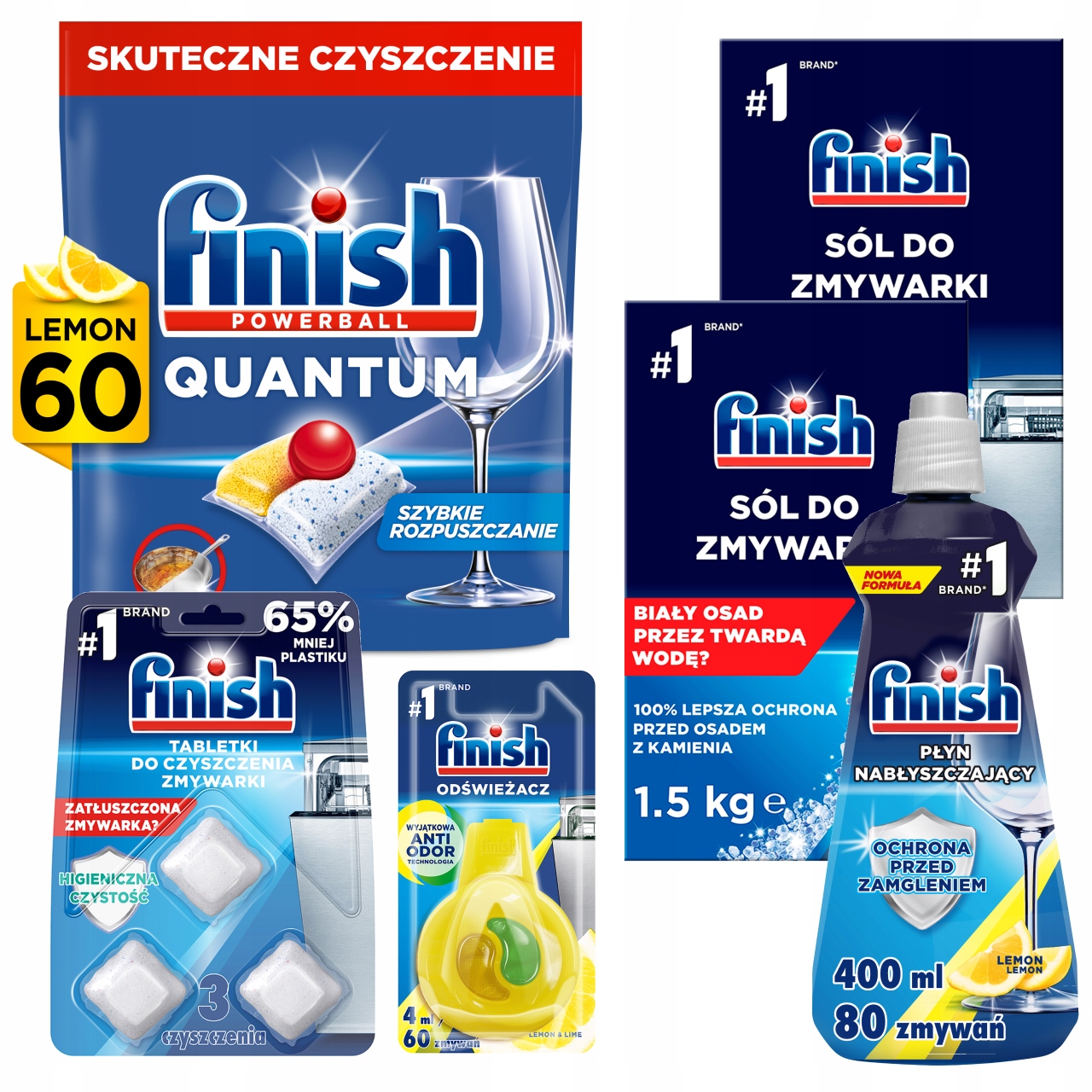 Finish Sada pro myčku nádobí 5 produktů kapsle Quantum Lemon 60 Kusů