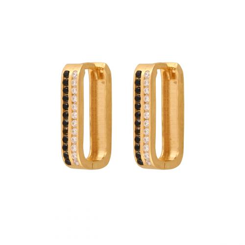 Působivé zlaté náušnice 585 s kubickými zirkony a černými kameny jako dárek