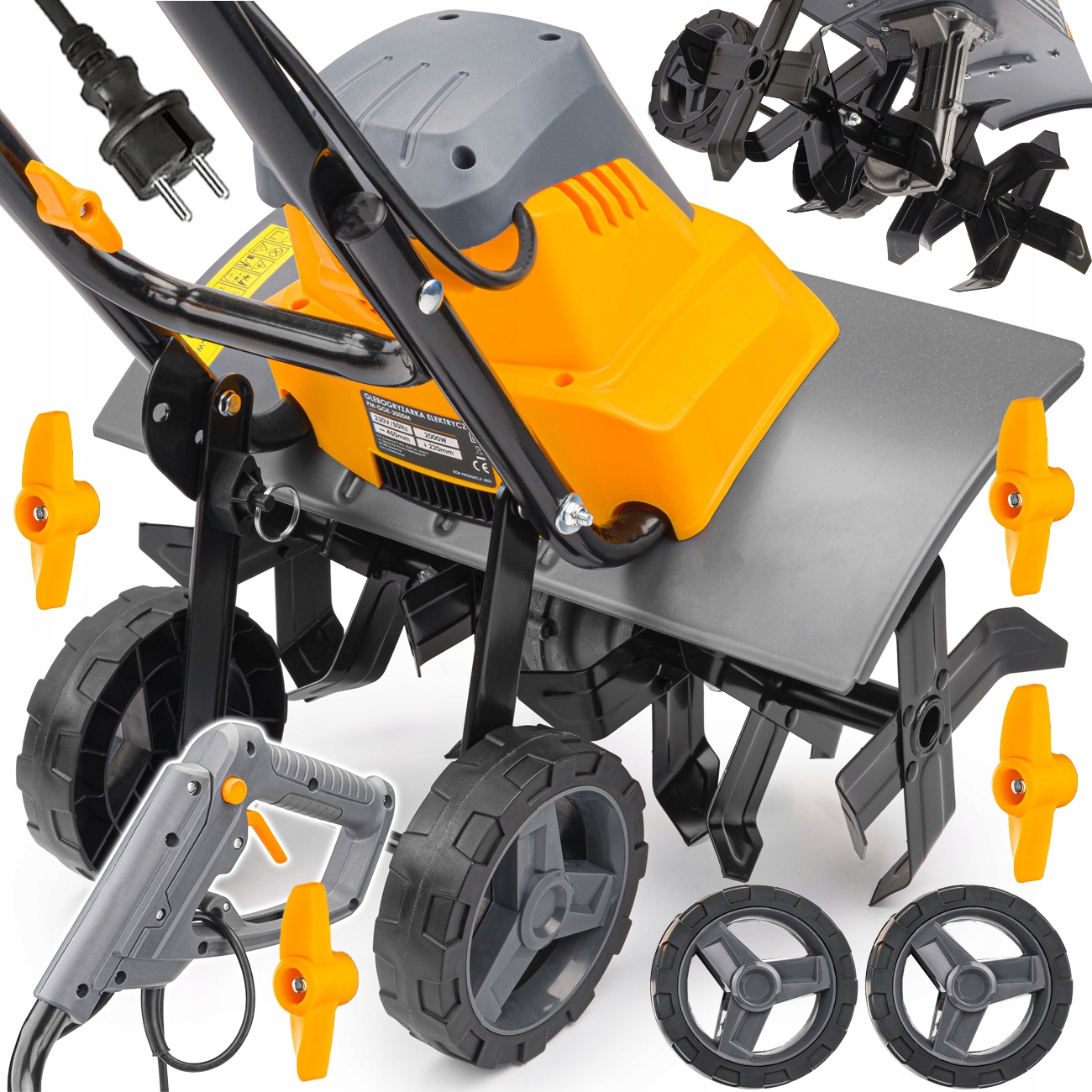 GLEBOGRYZARKA ELEKTRYCZNA ZIEMI GLEBY KULTYWATOR OGRODOWY KOŁA 2000W 45CM