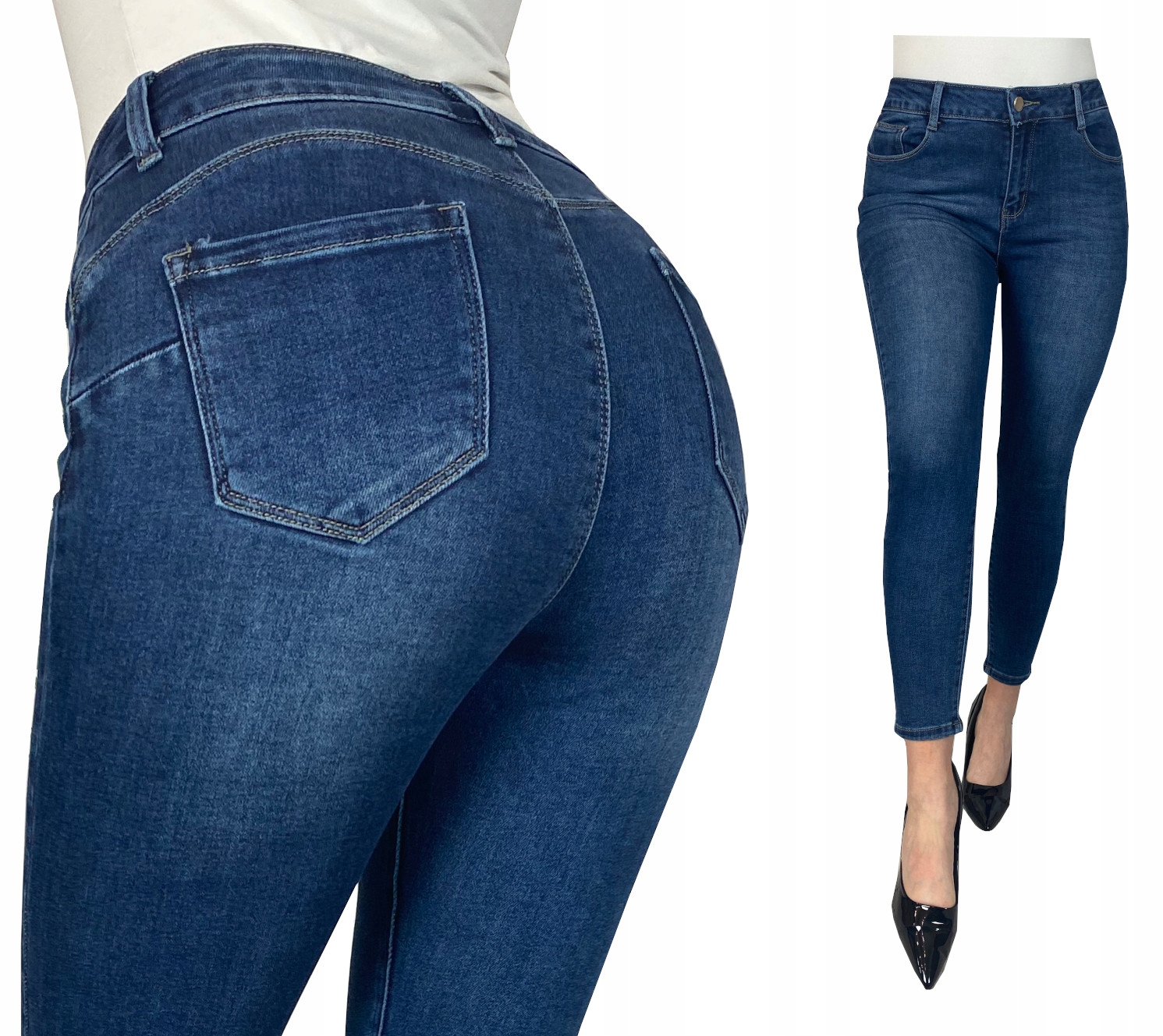 

Jeansy Damskie Wysoki Stan Modelujące Push Up M