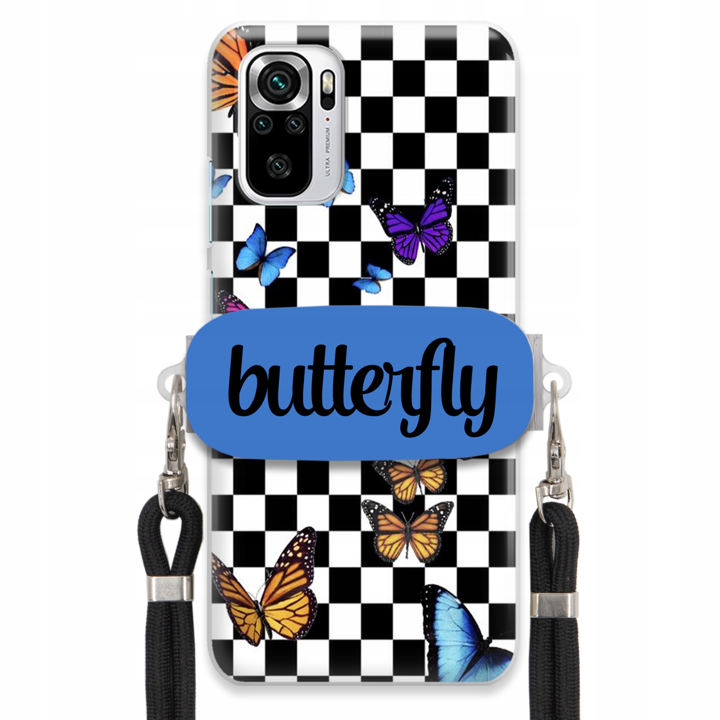 Pouzdro Pro Xiaomi Redmi Note 10S Case Obdélníkový Držák, Černé Vodítko Butterfly