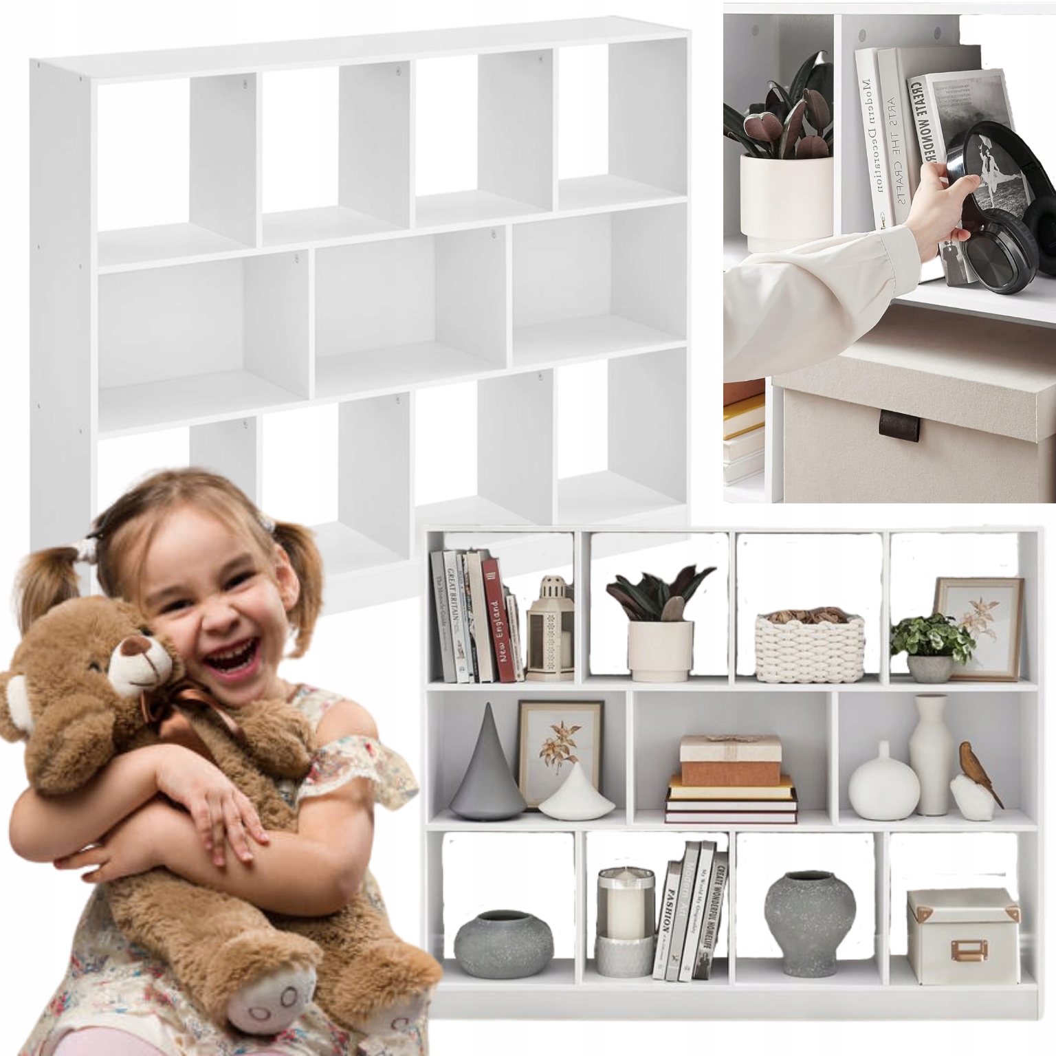 Regál Biely Otvorený na knihy Stojaca industriálna skrinka do obývacej izby kancelárie