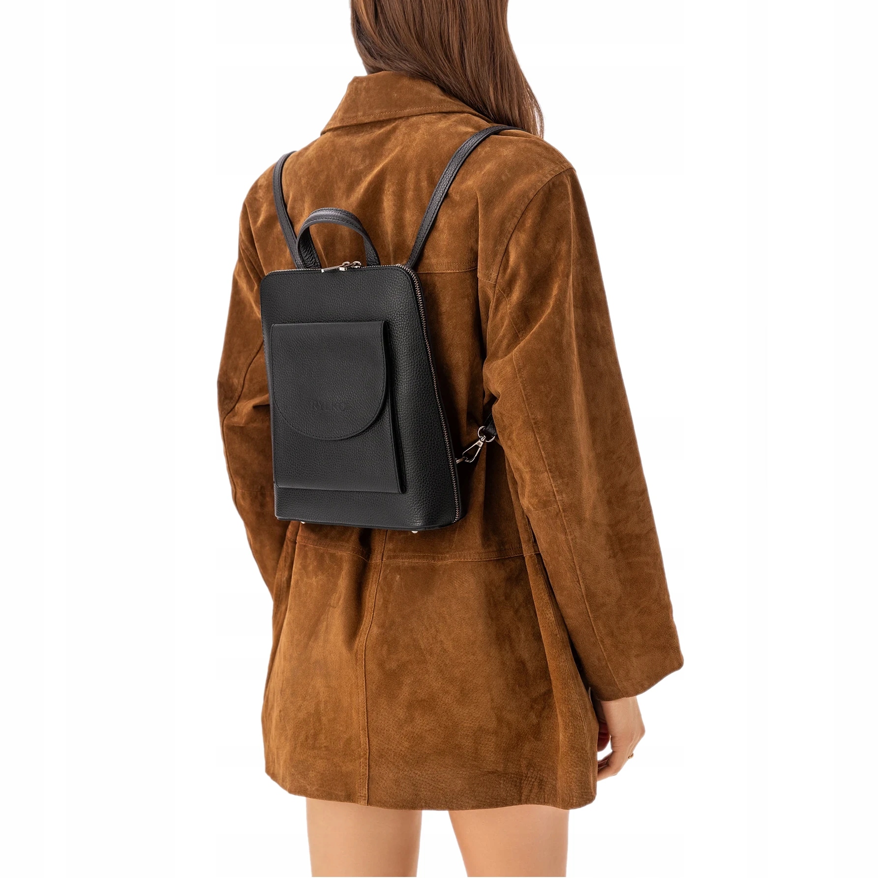 Batoh Z Přírodní Lícové Kůže Městský Dámský Černý Elegantní Ryłko