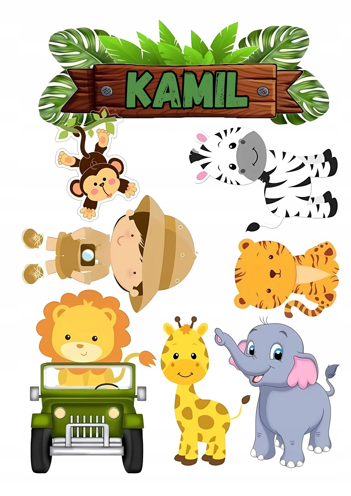 Wydruk na masie cukrowej Safari imię