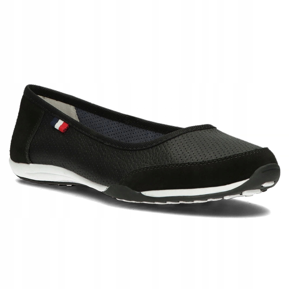 Skórzane tenisówki DP142/24 Bk czarne perforowane 39