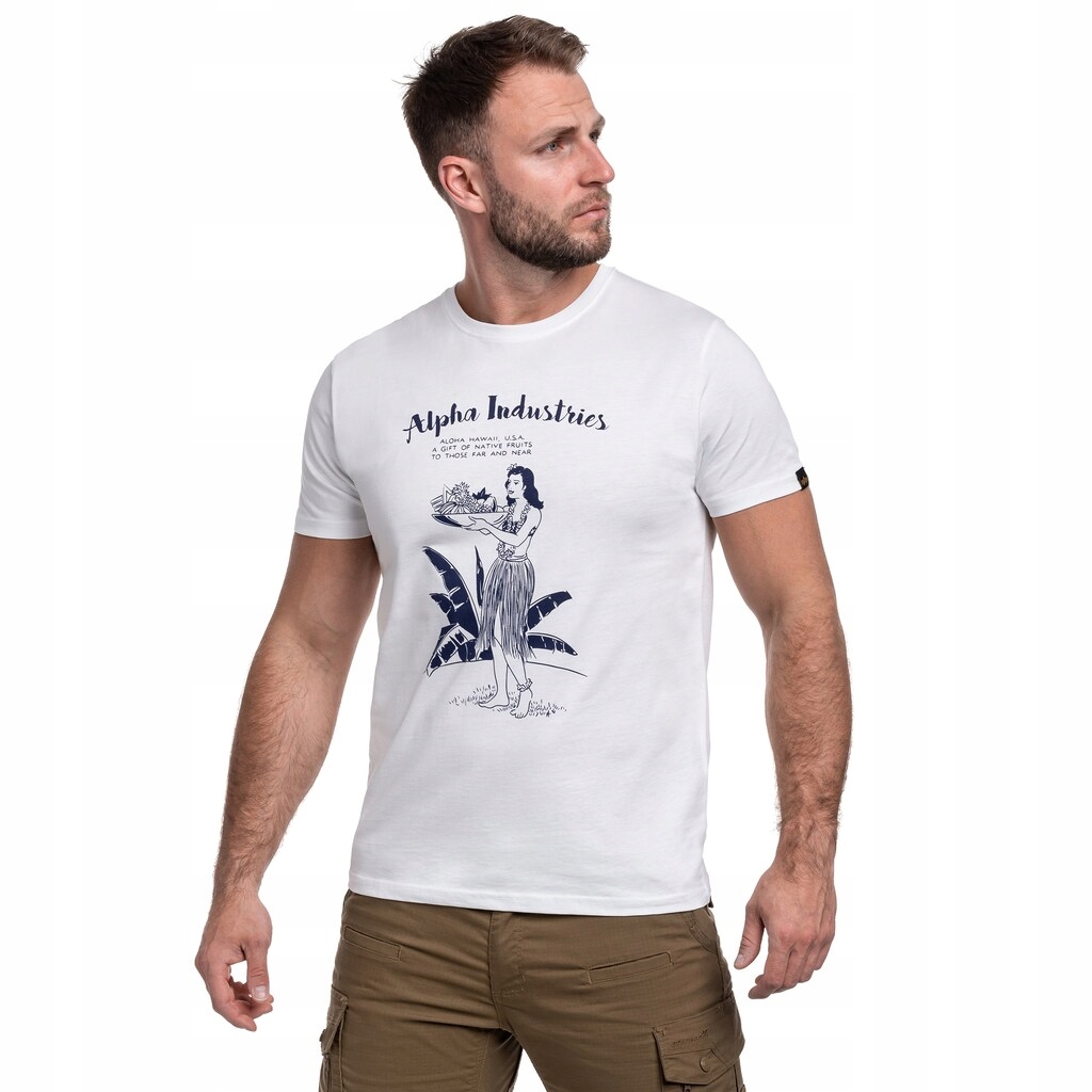 Tričko Sportovní bavlněné tričko Alpha Industries Hawaii bílá S