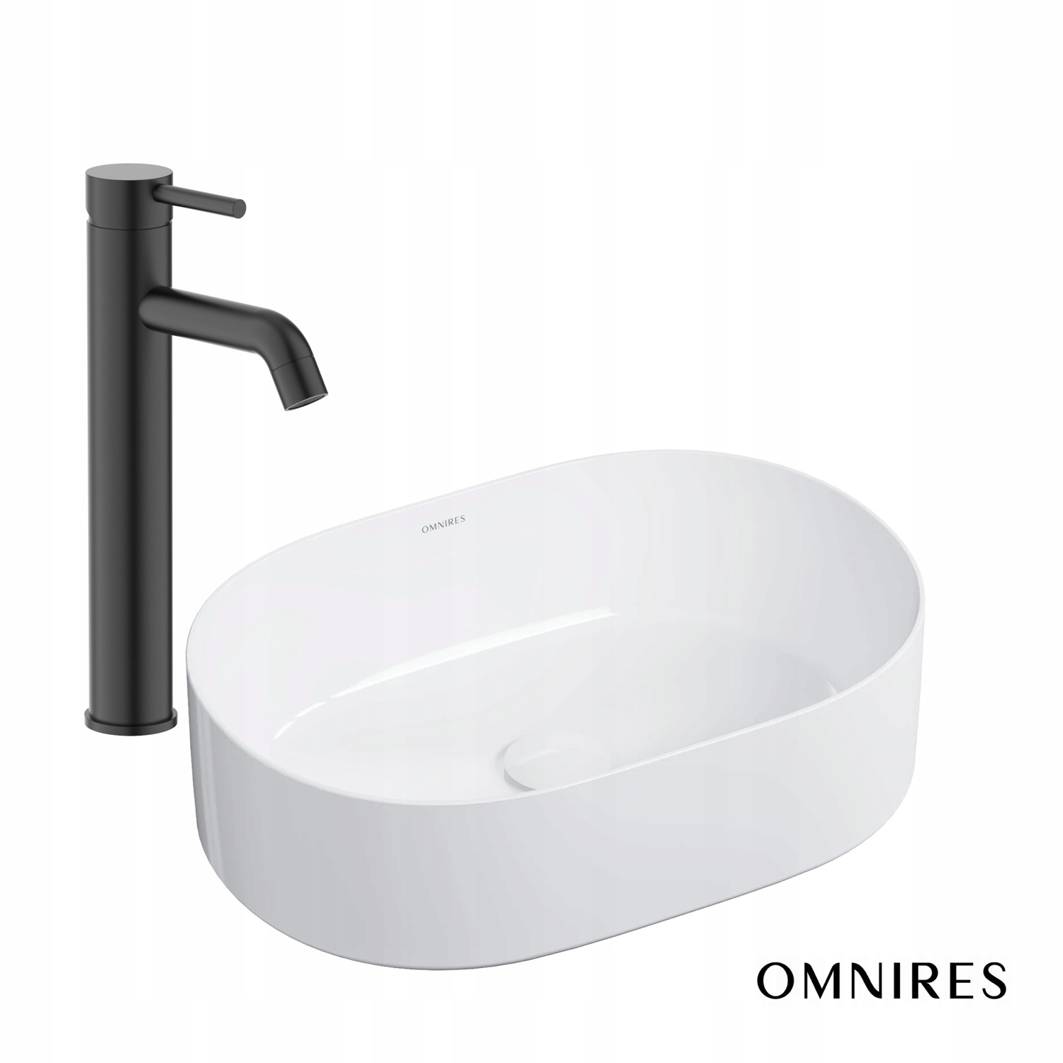 Sada Omnires Mesa umývadlová doska 53x32 MESA530BP čierna matná batéria