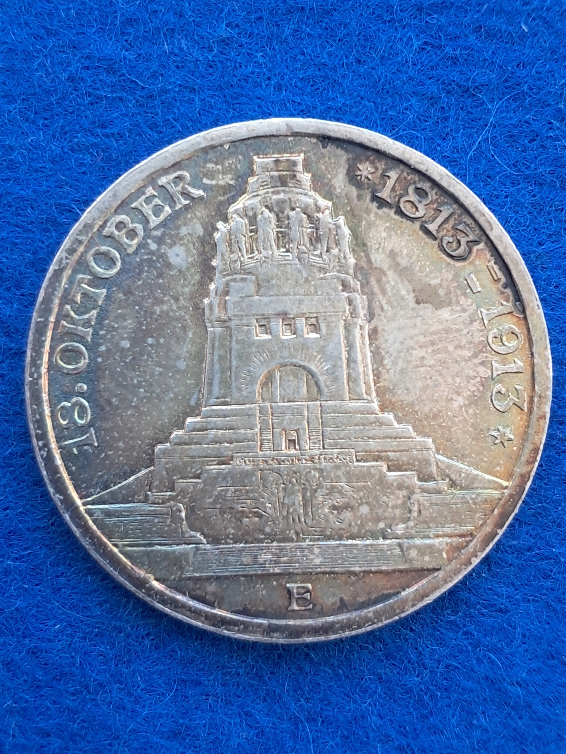 Cesarstwo Niemieckie, 3 Marki 1913 Saksonia Pomnik Lipsk (R15)